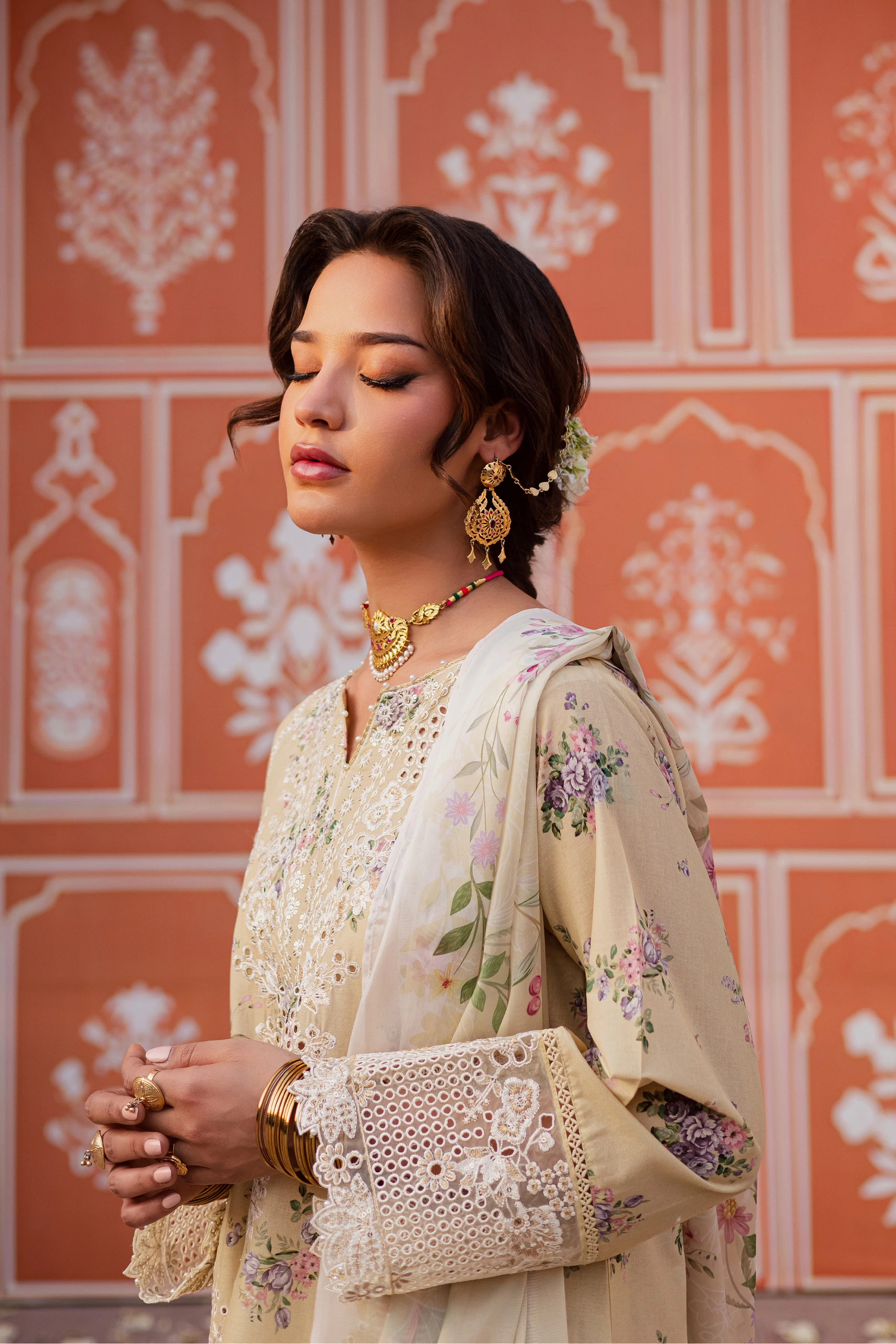 Yellow Pie 3Pc - Festive Eid Prints - Image 4