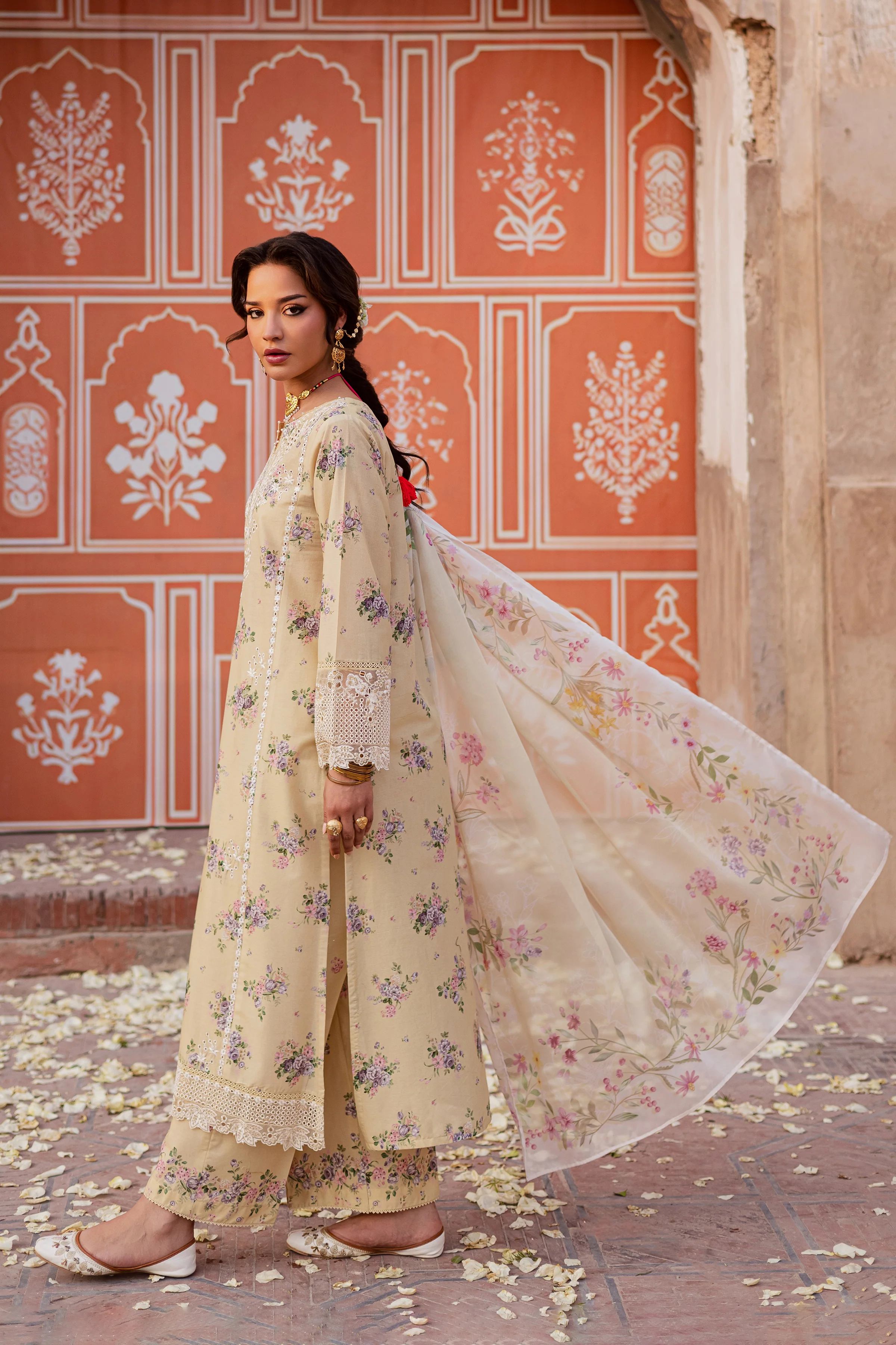Yellow Pie 3Pc - Festive Eid Prints - Image 5