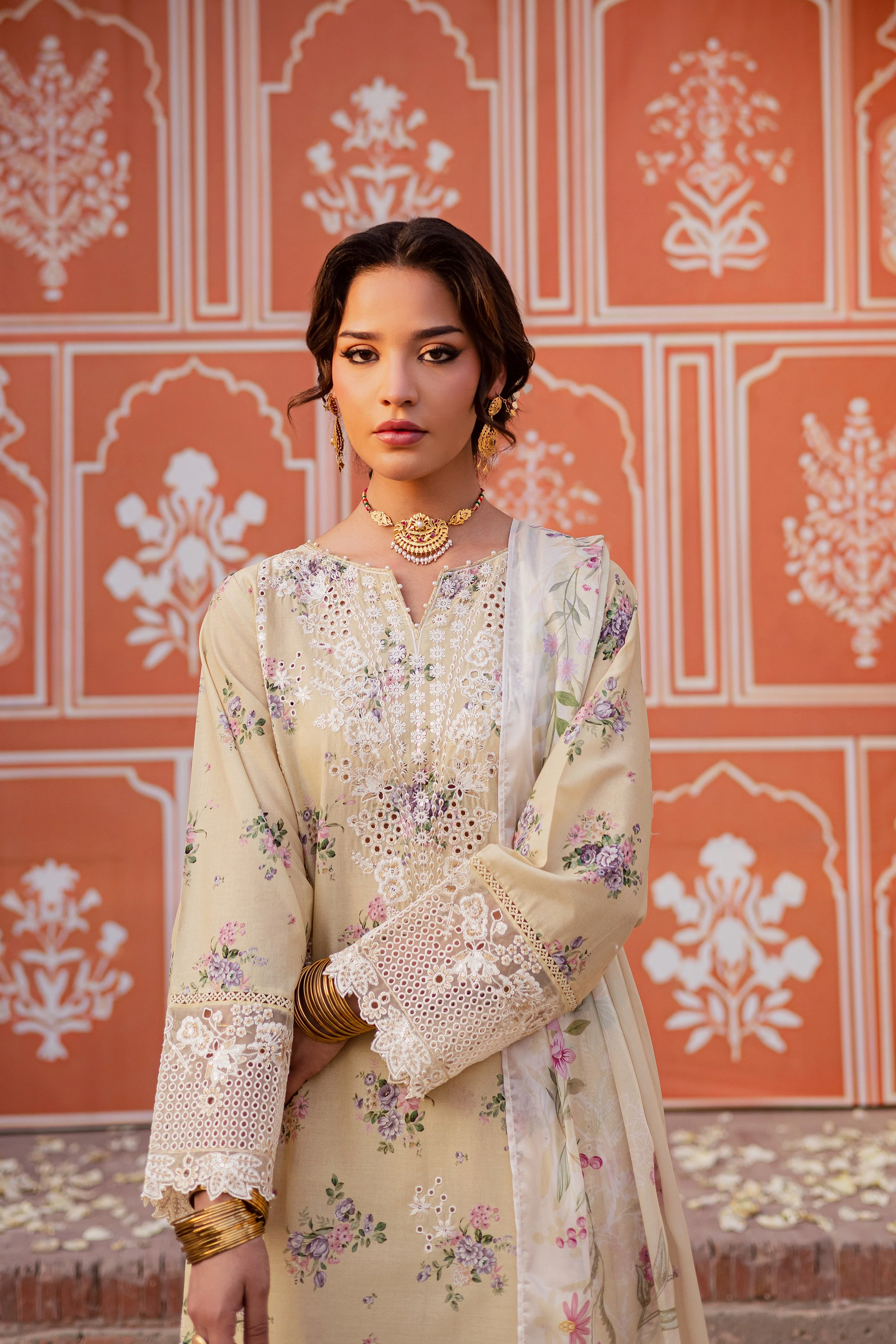 Yellow Pie 3Pc - Festive Eid Prints - Image 6